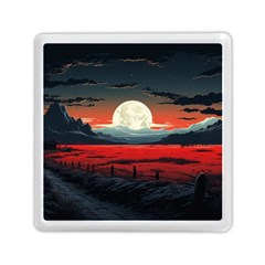 Winter Painting Moon Night Sky Memory Card Reader (square) by Pakjumat