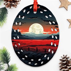 Winter Painting Moon Night Sky Ornament (oval Filigree) by Pakjumat