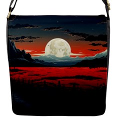 Winter Painting Moon Night Sky Flap Closure Messenger Bag (S)