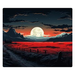 Winter Painting Moon Night Sky Two Sides Premium Plush Fleece Blanket (small) by Pakjumat