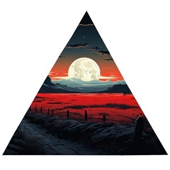 Winter Painting Moon Night Sky Wooden Puzzle Triangle by Pakjumat