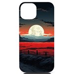 Winter Painting Moon Night Sky iPhone 14 Black UV Print Case Front