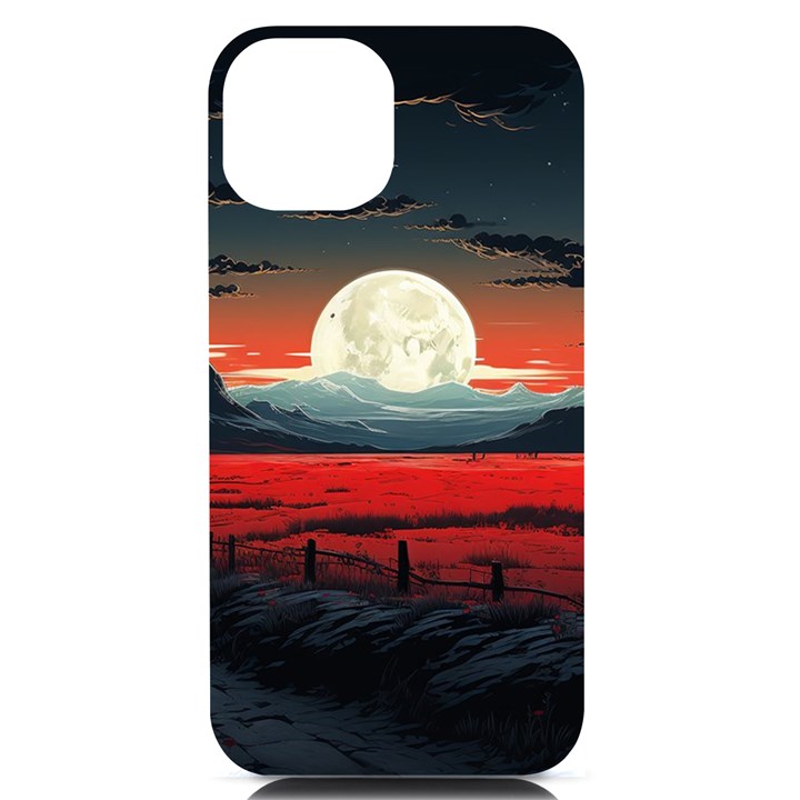 Winter Painting Moon Night Sky iPhone 14 Black UV Print Case