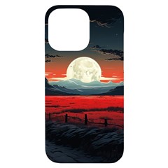 Winter Painting Moon Night Sky Iphone 14 Pro Max Black Uv Print Case by Pakjumat