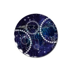 Continents Stars Networks Internet Magnet 3  (round) by Pakjumat