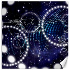 Continents Stars Networks Internet Canvas 16  X 16  by Pakjumat