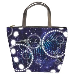 Continents Stars Networks Internet Bucket Bag by Pakjumat