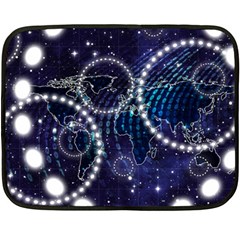 Continents Stars Networks Internet Two Sides Fleece Blanket (mini) by Pakjumat