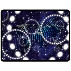 Continents Stars Networks Internet Fleece Blanket (large) by Pakjumat