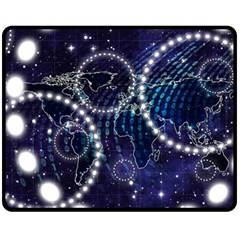 Continents Stars Networks Internet Fleece Blanket (medium) by Pakjumat