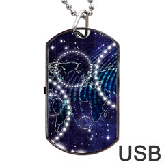 Continents Stars Networks Internet Dog Tag Usb Flash (one Side) by Pakjumat