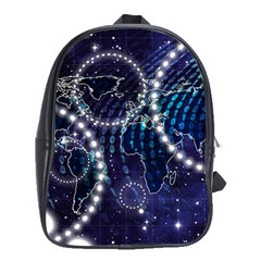 Continents Stars Networks Internet School Bag (xl) by Pakjumat