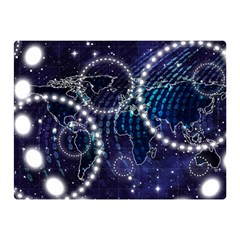 Continents Stars Networks Internet Two Sides Premium Plush Fleece Blanket (mini) by Pakjumat