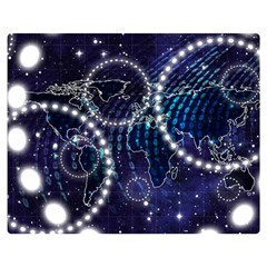 Continents Stars Networks Internet Two Sides Premium Plush Fleece Blanket (medium) by Pakjumat