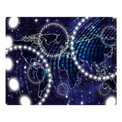 Continents Stars Networks Internet Two Sides Premium Plush Fleece Blanket (large) by Pakjumat