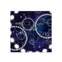 Continents Stars Networks Internet Satin Bandana Scarf 22  X 22  by Pakjumat