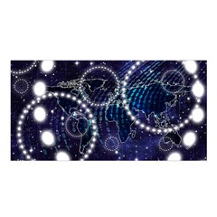 Continents Stars Networks Internet Satin Shawl 45  X 80  by Pakjumat