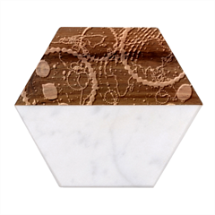 Continents Stars Networks Internet Marble Wood Coaster (hexagon)  by Pakjumat