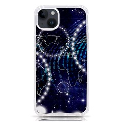 Continents Stars Networks Internet Iphone 14 Plus Tpu Uv Print Case by Pakjumat