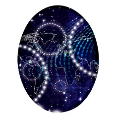 Continents Stars Networks Internet Oval Glass Fridge Magnet (4 Pack) by Pakjumat