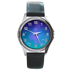 Stars Sky Cosmos Galaxy Round Metal Watch by Pakjumat