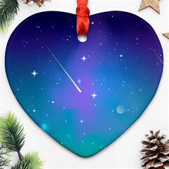 Stars Sky Cosmos Galaxy Heart Ornament (two Sides) by Pakjumat