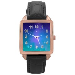 Stars Sky Cosmos Galaxy Rose Gold Leather Watch  by Pakjumat