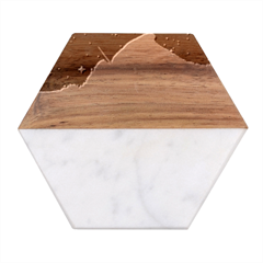 Stars Sky Cosmos Galaxy Marble Wood Coaster (hexagon)  by Pakjumat