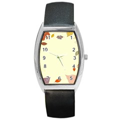 Autumn Border Frame Background Barrel Style Metal Watch