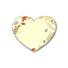 Autumn Border Frame Background Rubber Heart Coaster (4 Pack) by Pakjumat