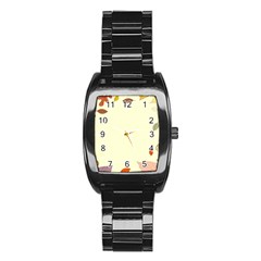 Autumn Border Frame Background Stainless Steel Barrel Watch by Pakjumat