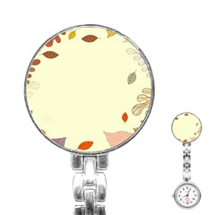 Autumn Border Frame Background Stainless Steel Nurses Watch by Pakjumat