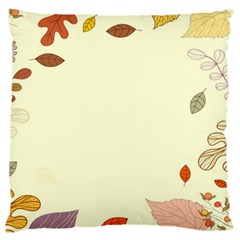 Autumn Border Frame Background Large Premium Plush Fleece Cushion Case (one Side) by Pakjumat