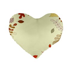 Autumn Border Frame Background Standard 16  Premium Flano Heart Shape Cushions by Pakjumat