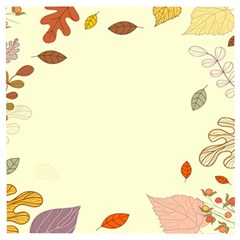 Autumn Border Frame Background Wooden Puzzle Square by Pakjumat