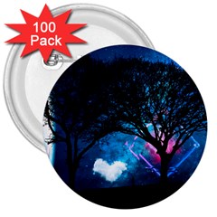 Trees Surreal Universe Silhouette 3  Buttons (100 Pack)  by Pakjumat