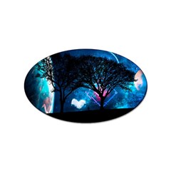 Trees Surreal Universe Silhouette Sticker (oval) by Pakjumat