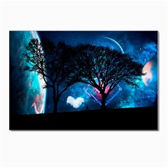 Trees Surreal Universe Silhouette Postcard 4 x 6  (pkg Of 10) by Pakjumat