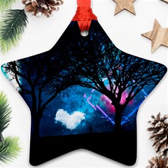 Trees Surreal Universe Silhouette Star Ornament (two Sides) by Pakjumat