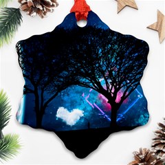 Trees Surreal Universe Silhouette Snowflake Ornament (two Sides) by Pakjumat