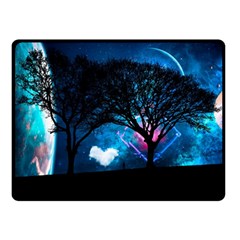 Trees Surreal Universe Silhouette Two Sides Fleece Blanket (small) by Pakjumat