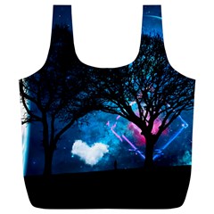 Trees Surreal Universe Silhouette Full Print Recycle Bag (xl) by Pakjumat