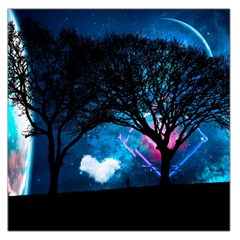 Trees Surreal Universe Silhouette Square Satin Scarf (36  X 36 ) by Pakjumat