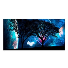 Trees Surreal Universe Silhouette Satin Shawl 45  X 80  by Pakjumat