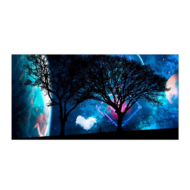 Trees Surreal Universe Silhouette Satin Wrap 35  x 70 