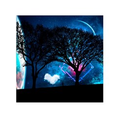 Trees Surreal Universe Silhouette Square Satin Scarf (30  X 30 ) by Pakjumat