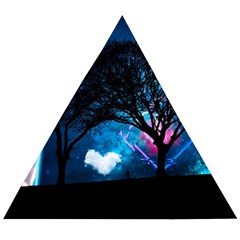 Trees Surreal Universe Silhouette Wooden Puzzle Triangle by Pakjumat