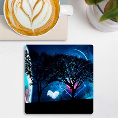 Trees Surreal Universe Silhouette Uv Print Square Tile Coaster  by Pakjumat