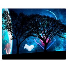 Trees Surreal Universe Silhouette Premium Plush Fleece Blanket (medium) by Pakjumat