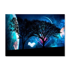 Trees Surreal Universe Silhouette Crystal Sticker (a4) by Pakjumat